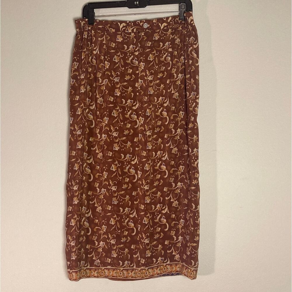 Vintage Silk Skirt Set Floral Blouse & Midi Jennifer Moore 90s ~ Sz 12/14 fits 8 - Picture 6 of 11